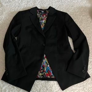 Black Blazer with Women of DC comics lining